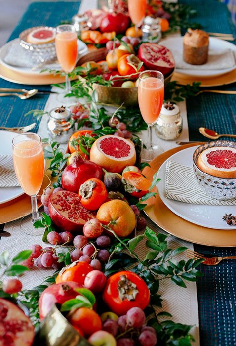 Фрукты и овощи в свадебном декоре