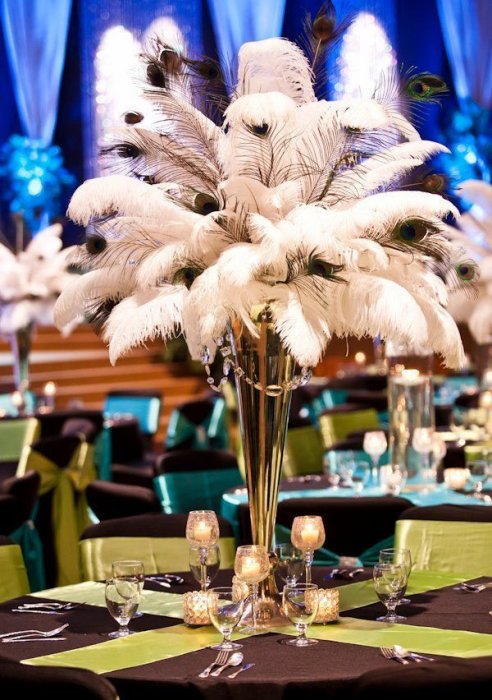 Перья в свадебном декоре