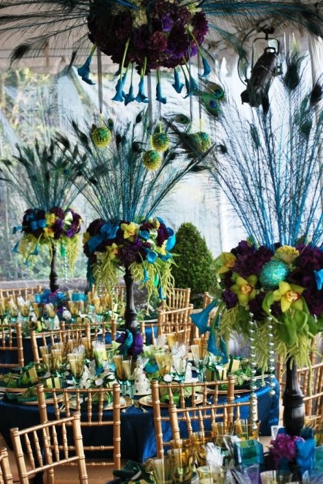 Перья в свадебном декоре
