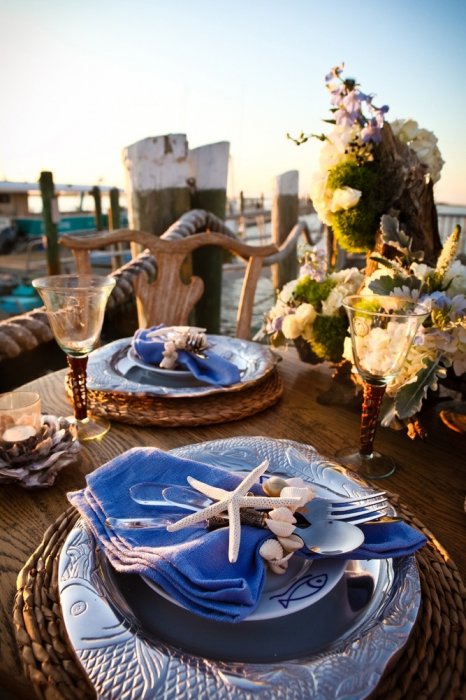 Декор свадебного стола в морском стиле
