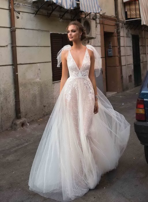 Свадебное платье из невесомых тканей